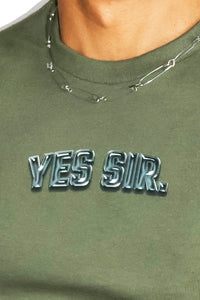 Yes Sir Crop Tee- Army