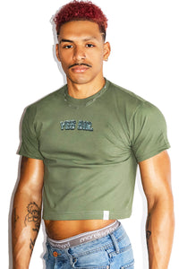 Yes Sir Crop Tee- Army