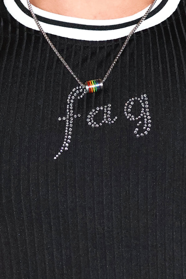 Fag Rhinestone Rib Team Jersey Crop Tank-Black
