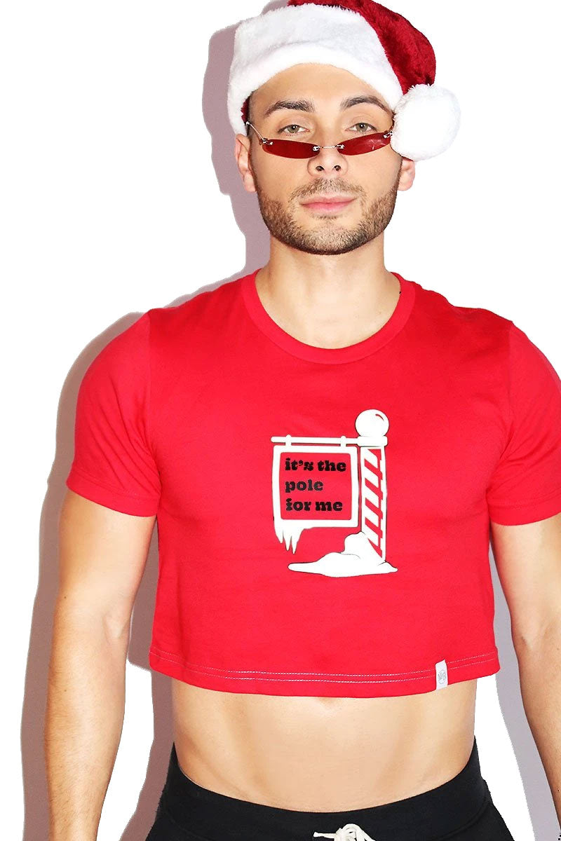 It's The Pole for Me Crop Tee- Red