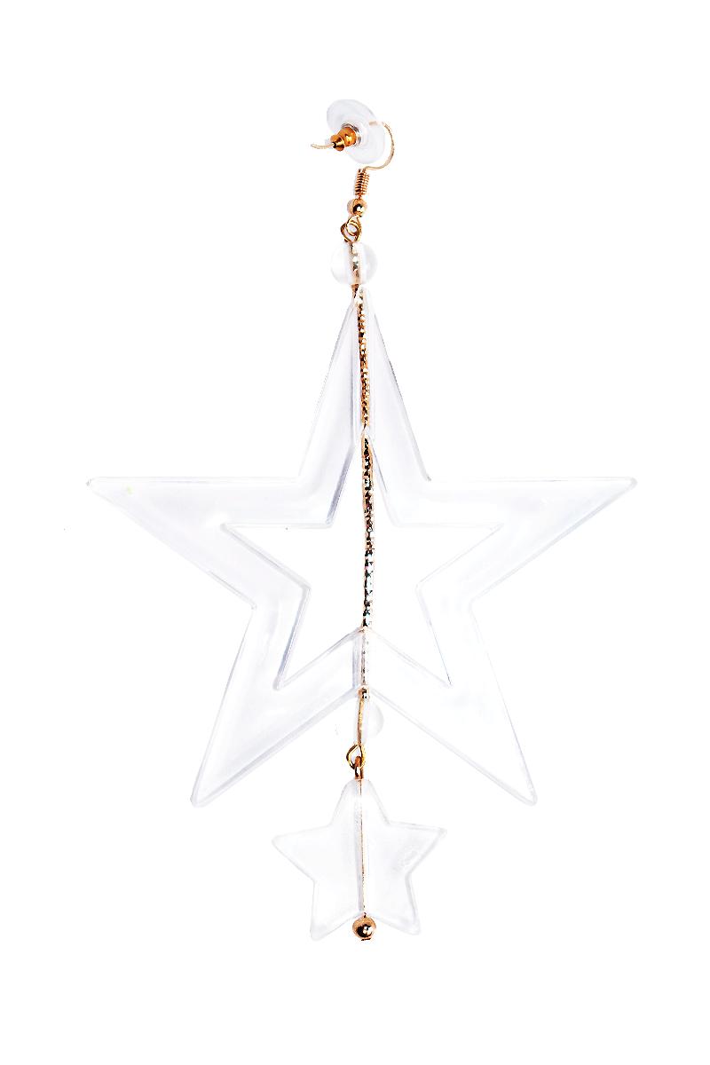 Thick Clear Acrylic Star Single Earring-Clear