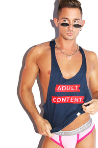 Adult Content String Tank- Navy