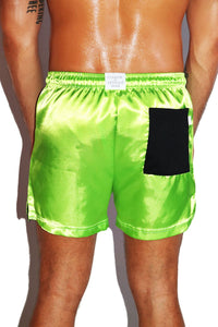 Alien Satin Athletic Shorts-Neon Green