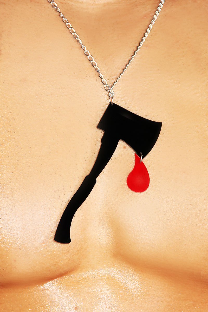 Blood Shed Axe Acrylic Necklace- Black