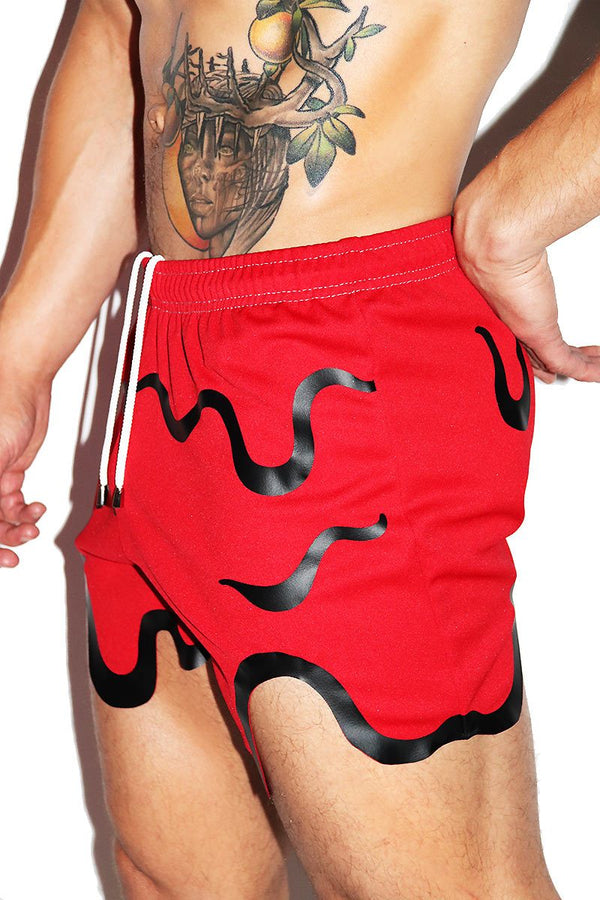 Blood Bath Athletic Shorts in Red, view 2