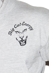 Big Cat Energy Long Sleeve Crop Hoodie- Grey