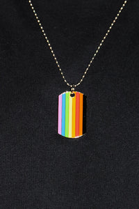 Philadelphia Pride Rainbow Dog Tag Necklace -Silver