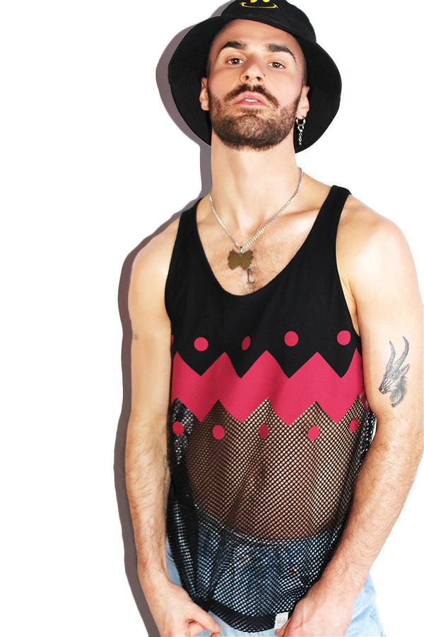 Red Ridge Mesh Racerback Tank in Black