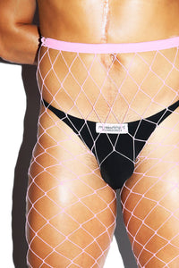 Very Wide Open Fishnet Tights- Pink