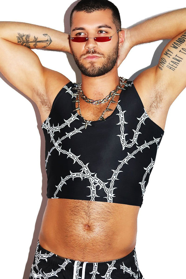 Barbed Wire Crop Top / Long Sleeve - Designed By Squeaky Chimp T