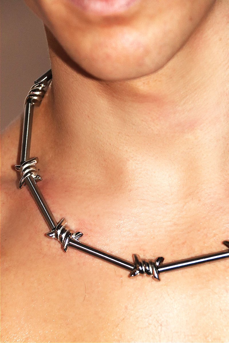 Barb Wire Necklace- Silver