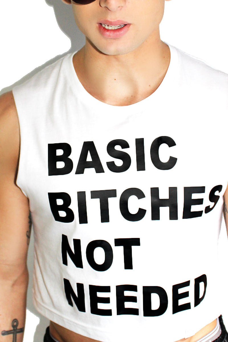 Basic Bitches Not Needed Crop Tank-White