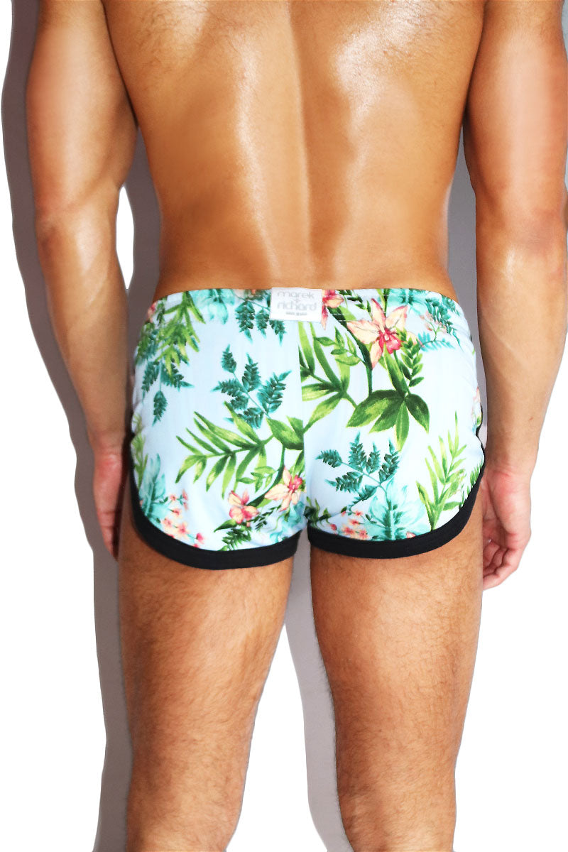 Palm Springs Floral Shorty Shorts- Sky Blue