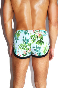 Palm Springs Floral Shorty Shorts- Sky Blue