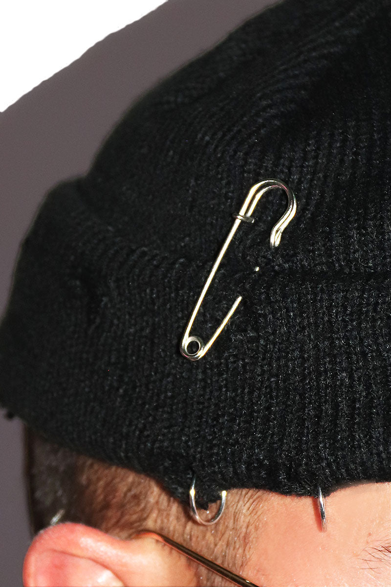 Destoyed Skull Cap Beanie- Black