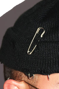 Destoyed Skull Cap Beanie- Black