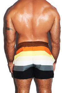 Bear Pride Flag All Over Active Shorts- Brown