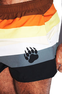 Bear Pride Flag All Over Active Shorts- Brown