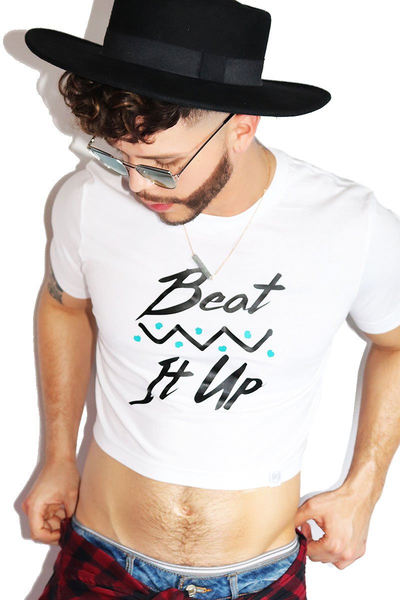 Beat It Up Crop Tee-White