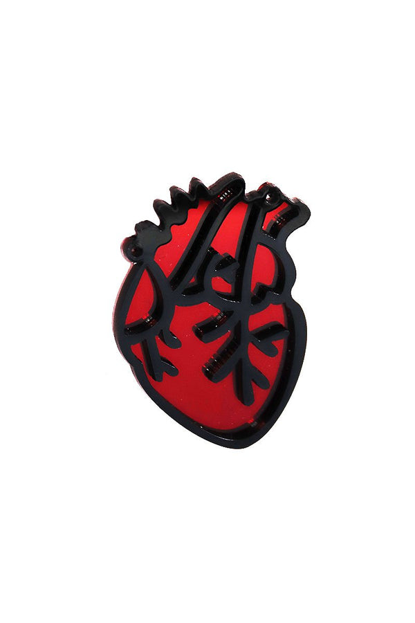 Anatomical Heart Acrylic Necklace in Burgundy