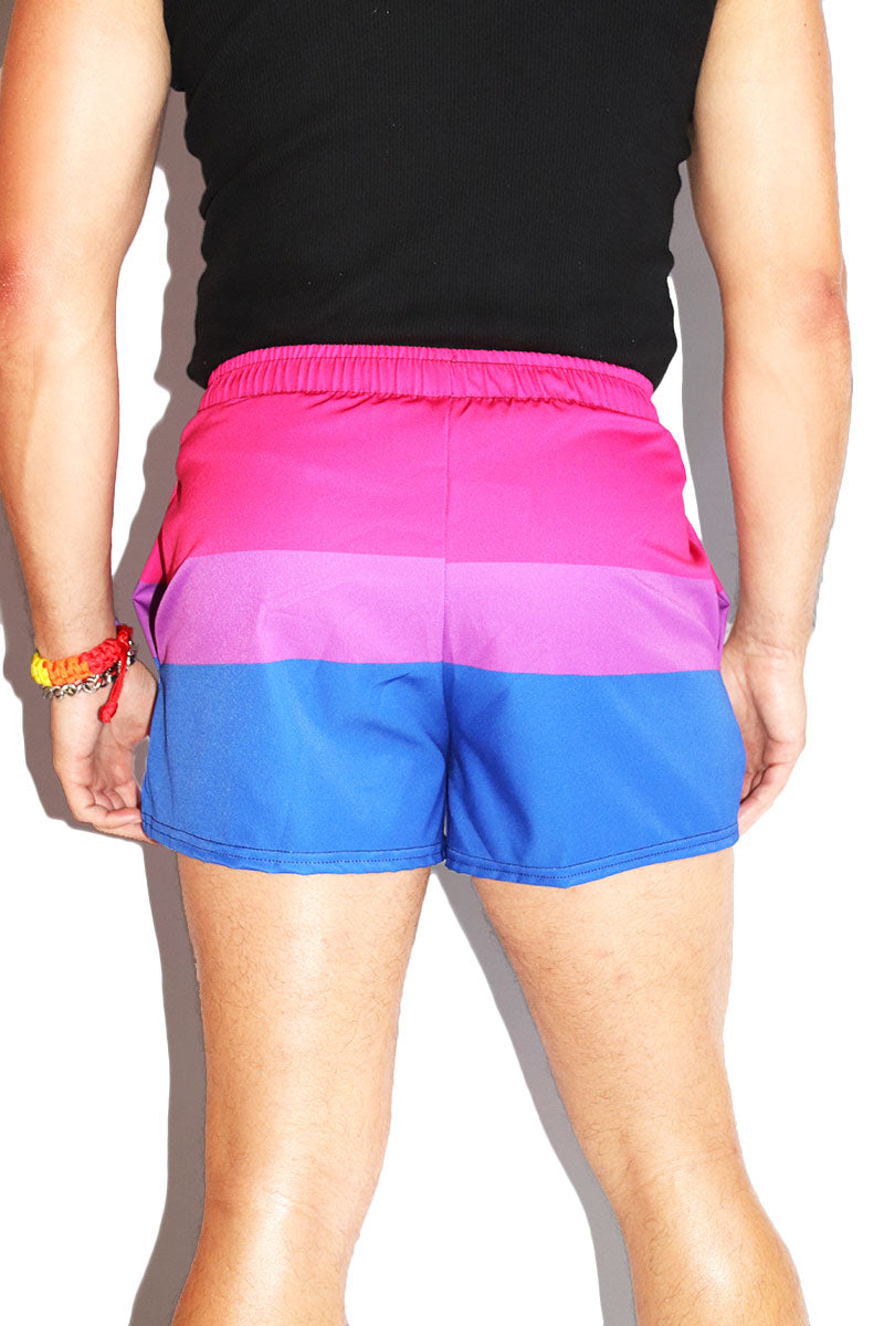 Bisexual Flag All Over Active Shorts- Blue – Marek+Richard