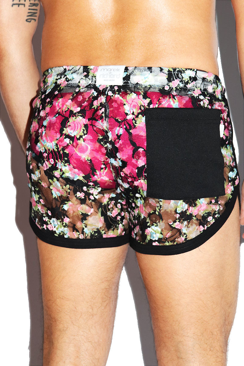 Wildflower Lace Running Shorts- Black