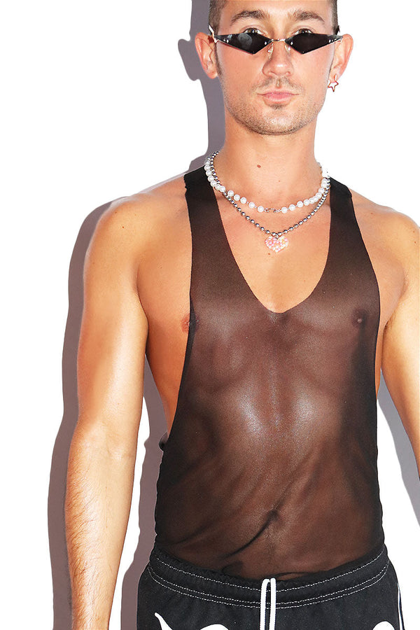 Dungeon Mesh String Tank in Black, view 2