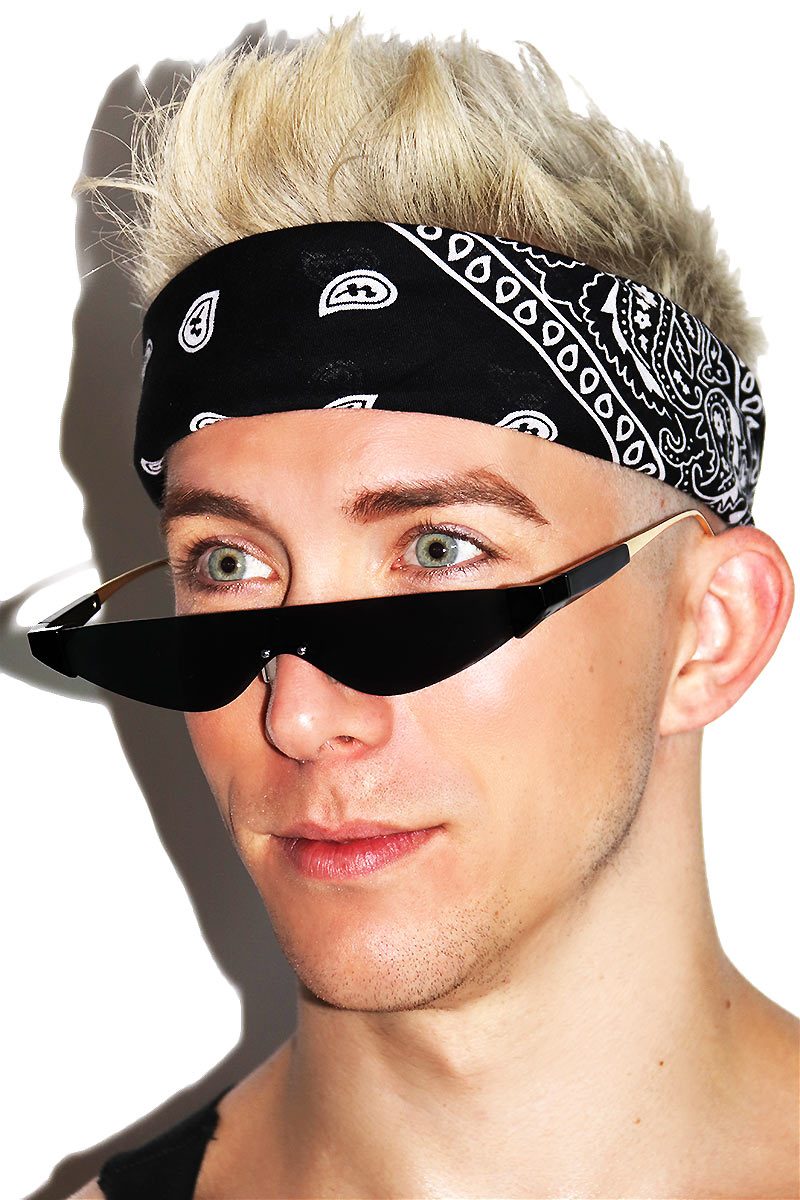 Frameless Cat Eye Mini Shades-Black