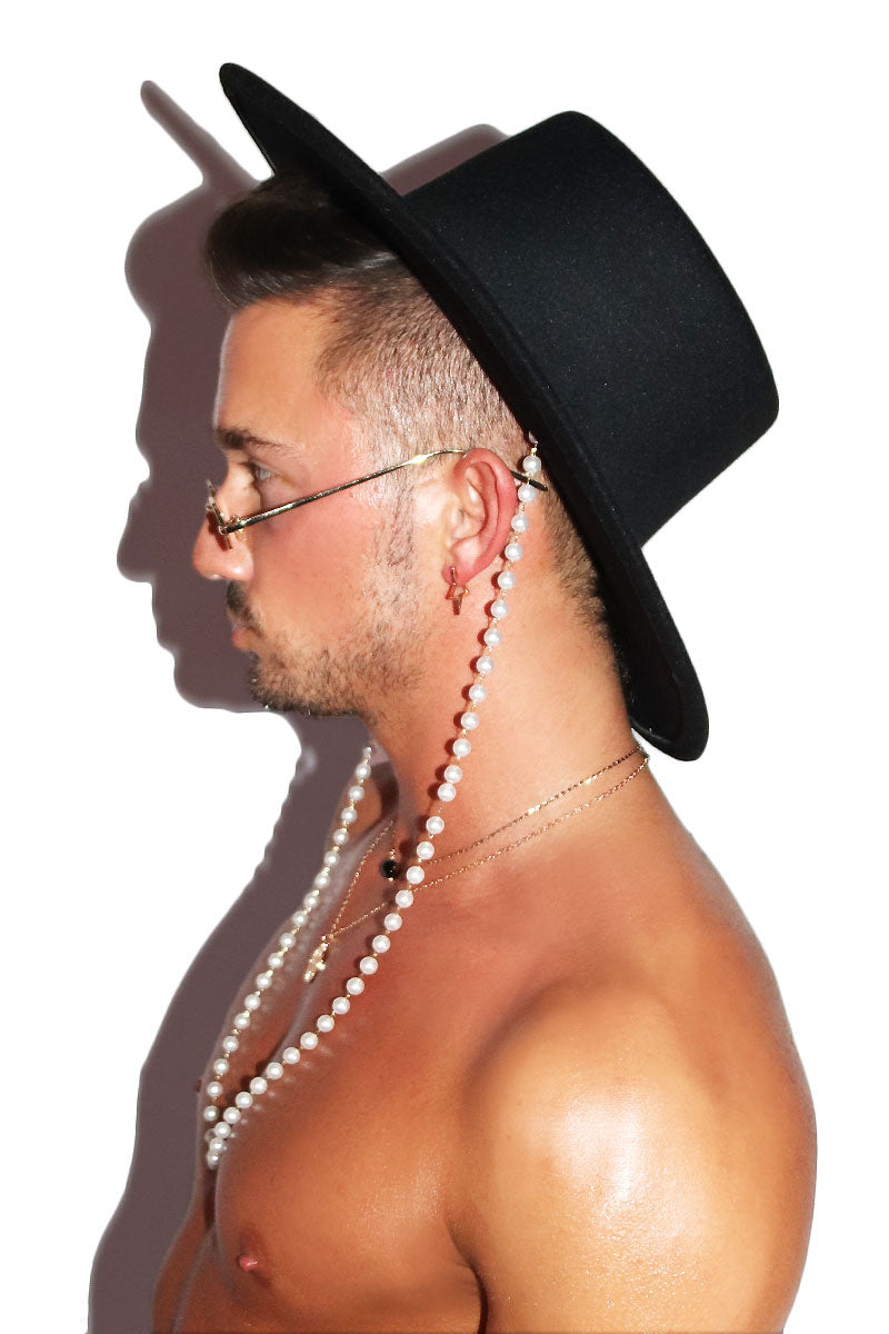 Supreme Pearls  Flat Wide Brim Hat - Black