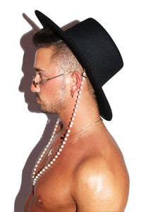 Supreme Pearls  Flat Wide Brim Hat - Black