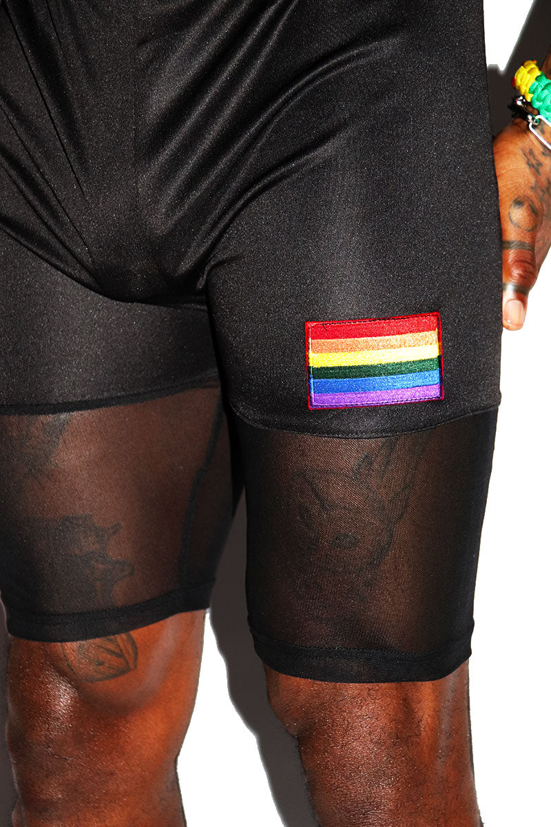 Gay Cowboy Mesh Biker Shorts- Black