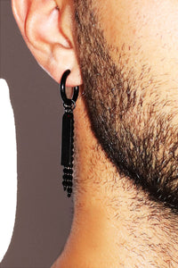 Iron Rod Chains Single Earring- Black