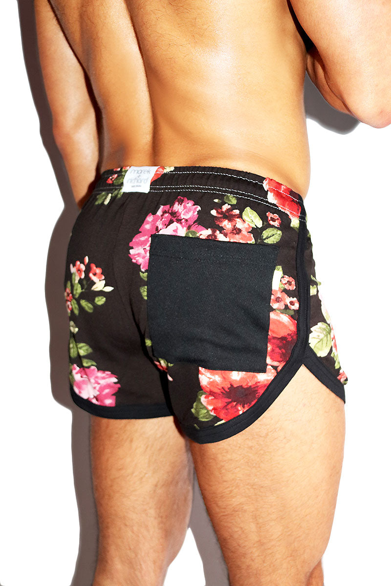 Romance Floral Running Shorts Black