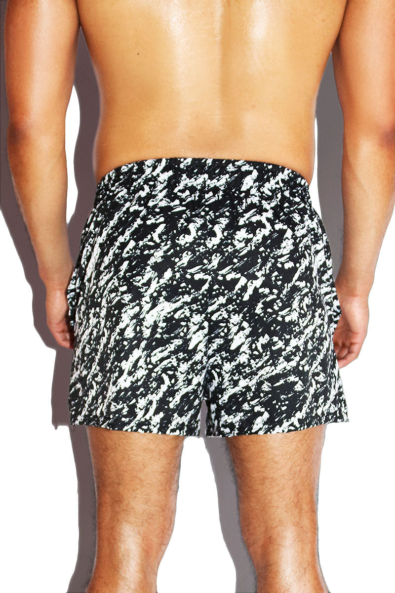 Motel Static All Over Print Active Shorts- Black
