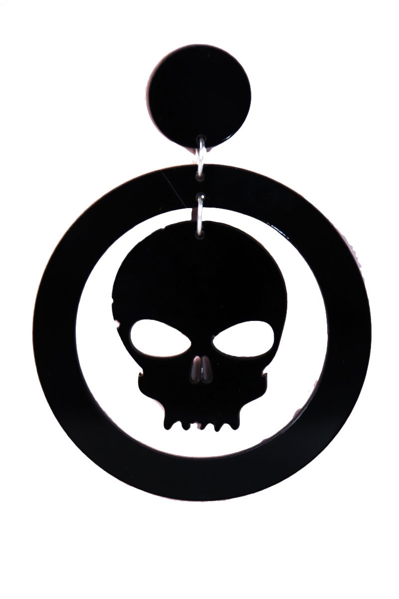 Skull Acrylic Single Earring- Black