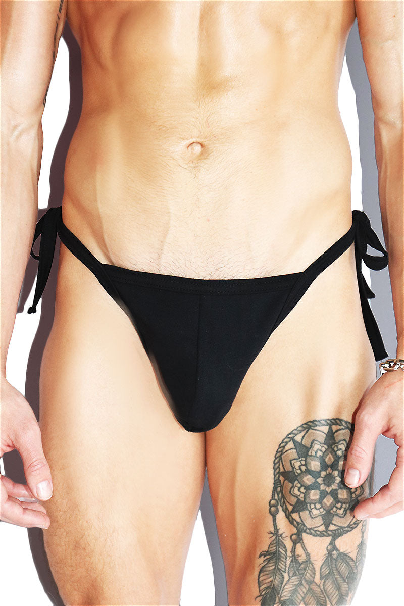 Core Tied Up String Thong - Black