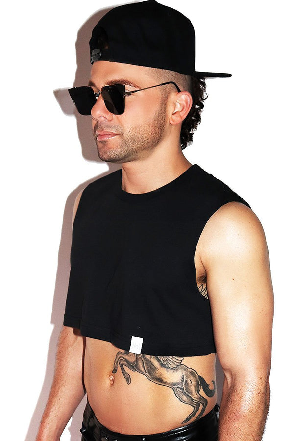 Core Extreme Crop Tank in Black, view 2