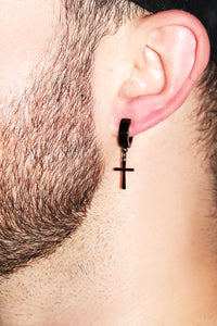 Cross Clamp Single Earring- Black