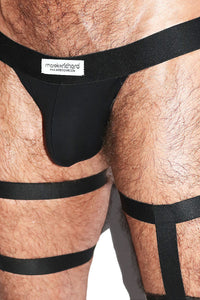 Baseball Cutout Harness Jock Shorts- Black