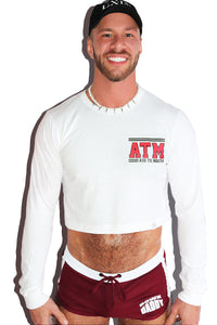 Ass To Mouth Long Sleeve Crop Tee-White