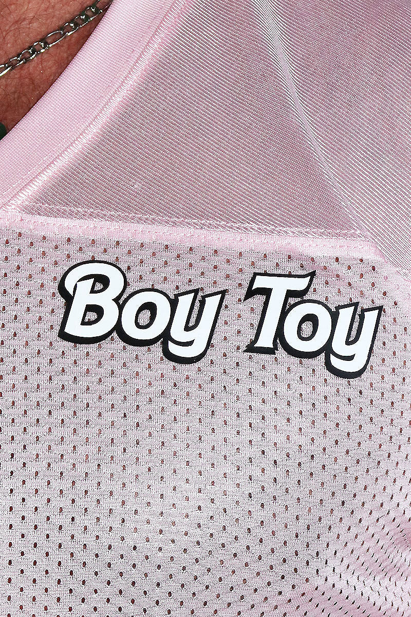 Boy Toy Fitted Athletic Jersey Crop Tee- Pink