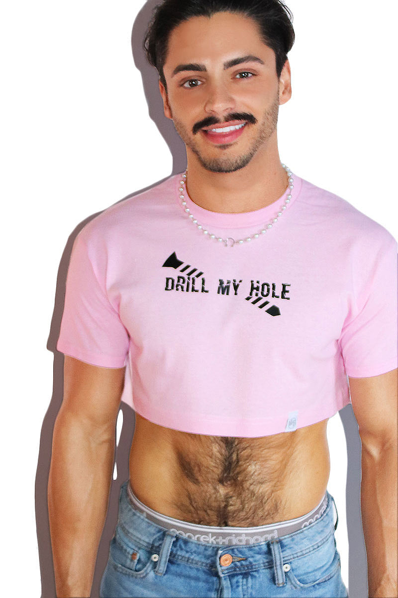 Drill My Hole Extreme Crop Tee-Pink