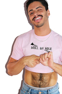Drill My Hole Extreme Crop Tee-Pink