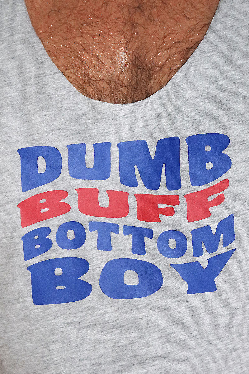Dumb Buff Bottom Boy String Tank-Grey