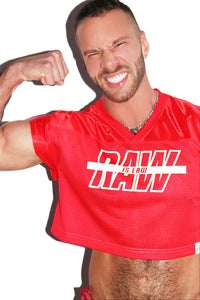 Raw is Law Athletic Jersey Relaxed Crop Tee- Red