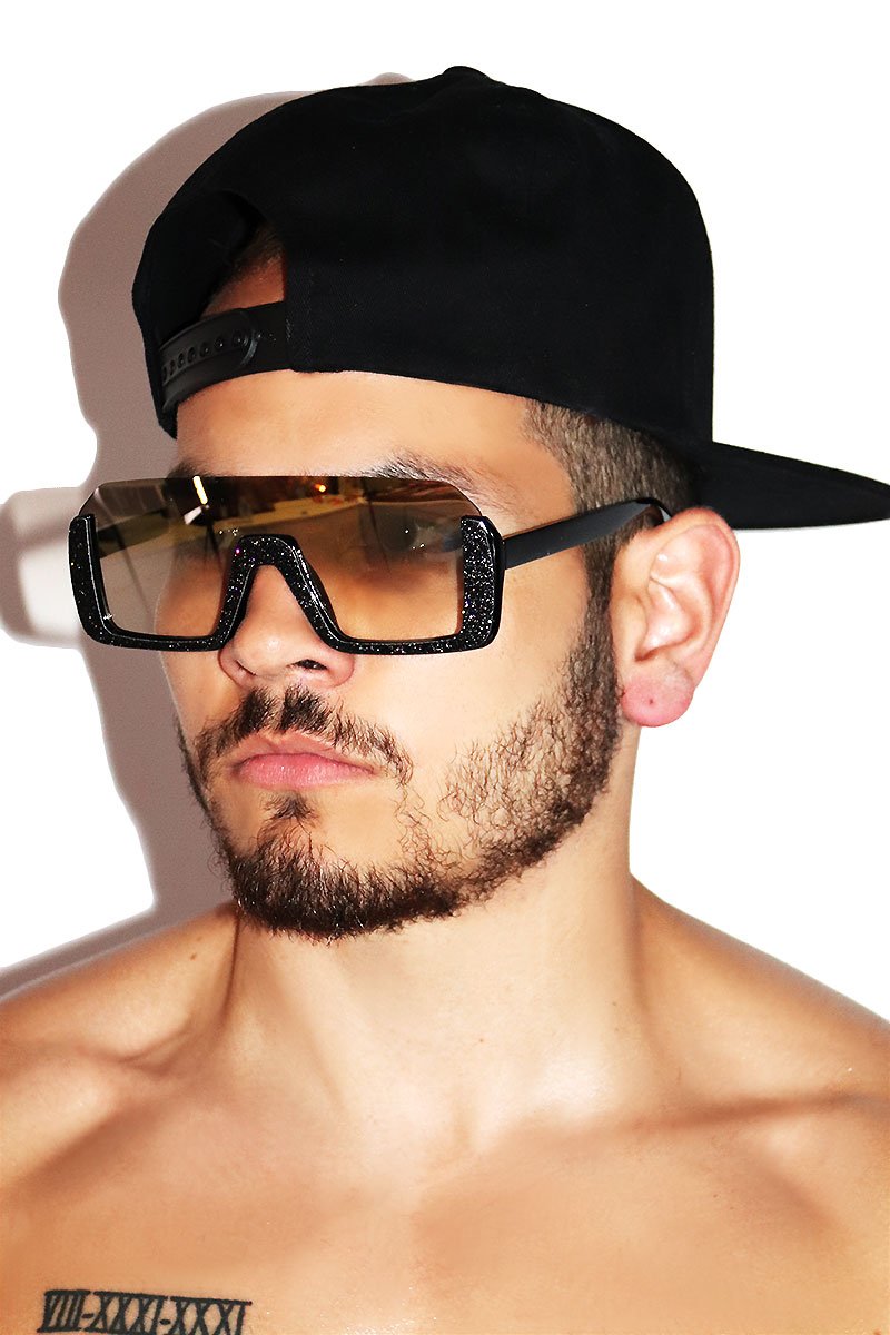 Glitter Rimless Top Sunglasses- Black