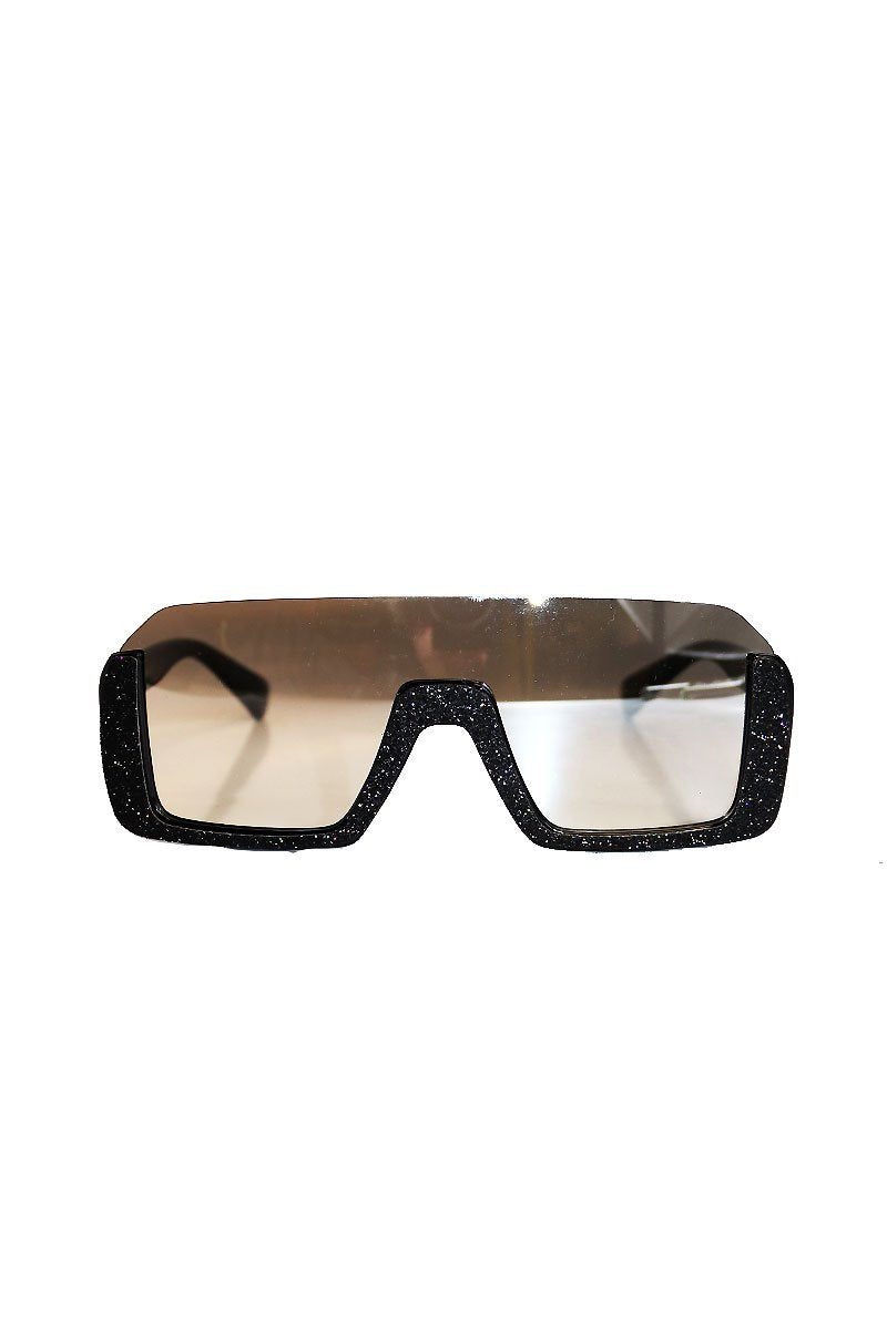 Glitter Rimless Top Sunglasses- Black