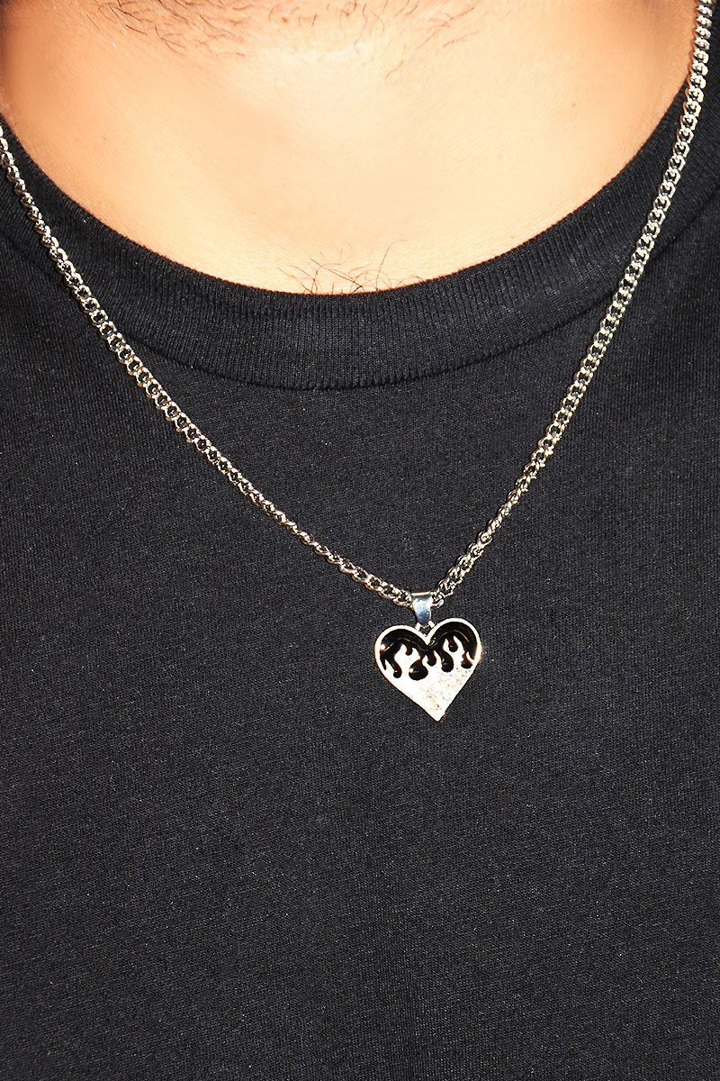 Sacred Heart Necklace -Black