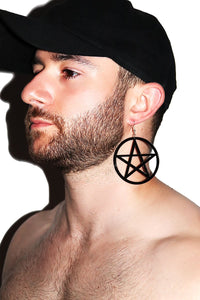 Pentagram Single Earring- Black