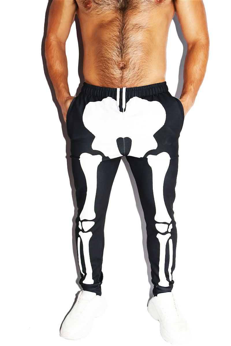 Skeleton All Over Print Sweatpants- Black